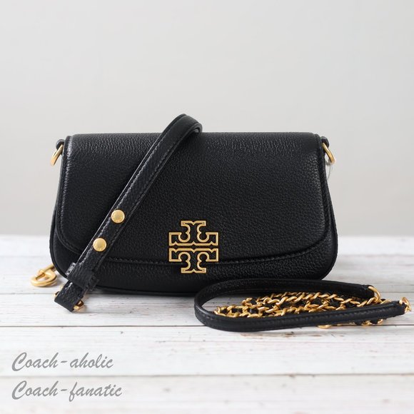 NWT Tory Burch Britten Convertible Leather Crossbody in Black - Picture 1 of 12